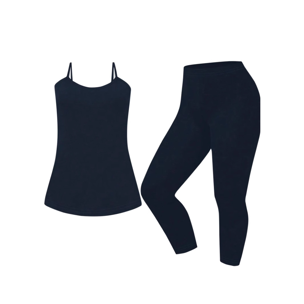 Plus Size Sleeveless Top and Pants Set Solid Color