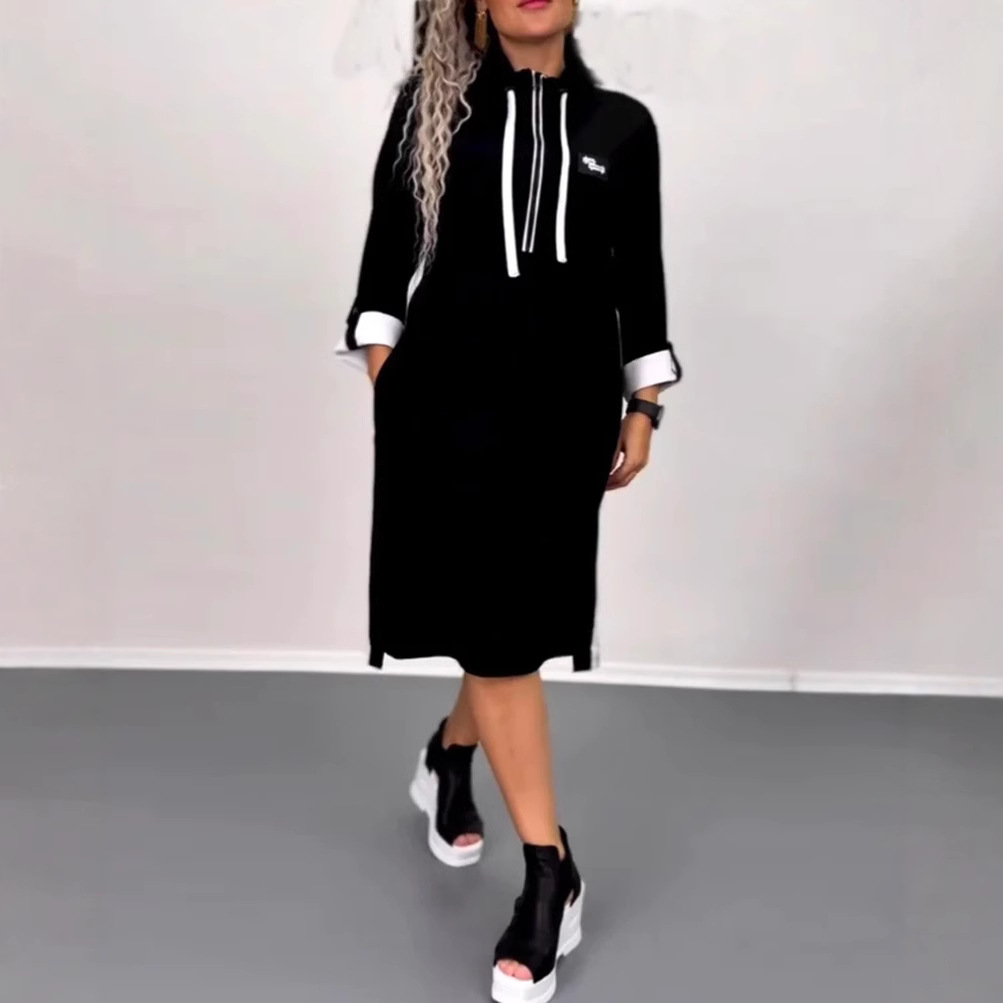 Women's Casual Turtleneck Long Sleeve Maxi Dress