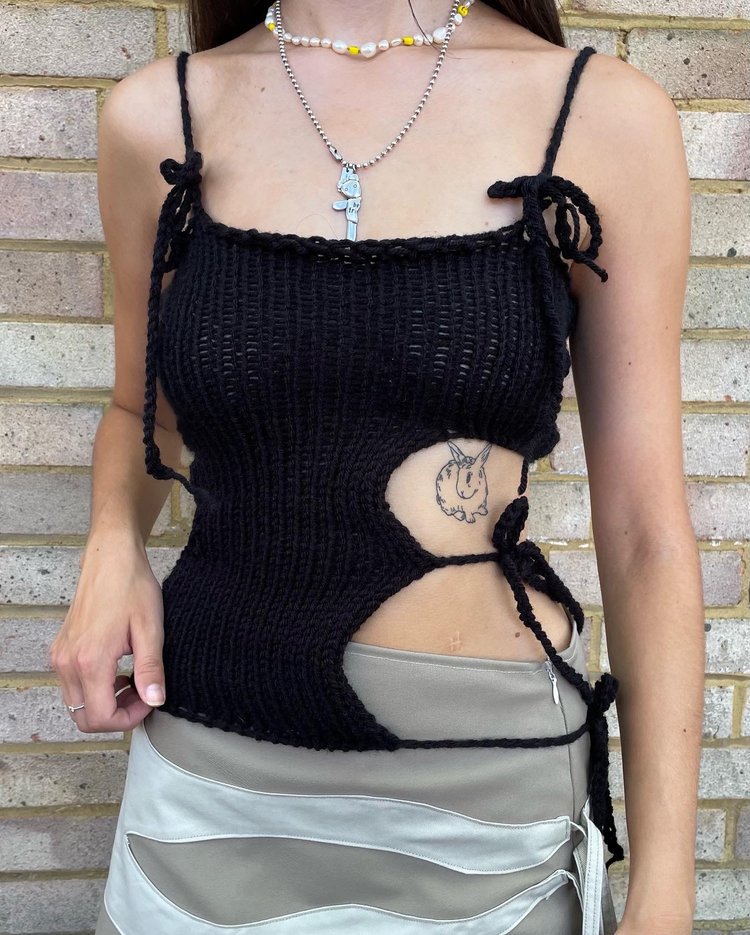 Women's Summer Lace-Up Cutout Cami Knit Top