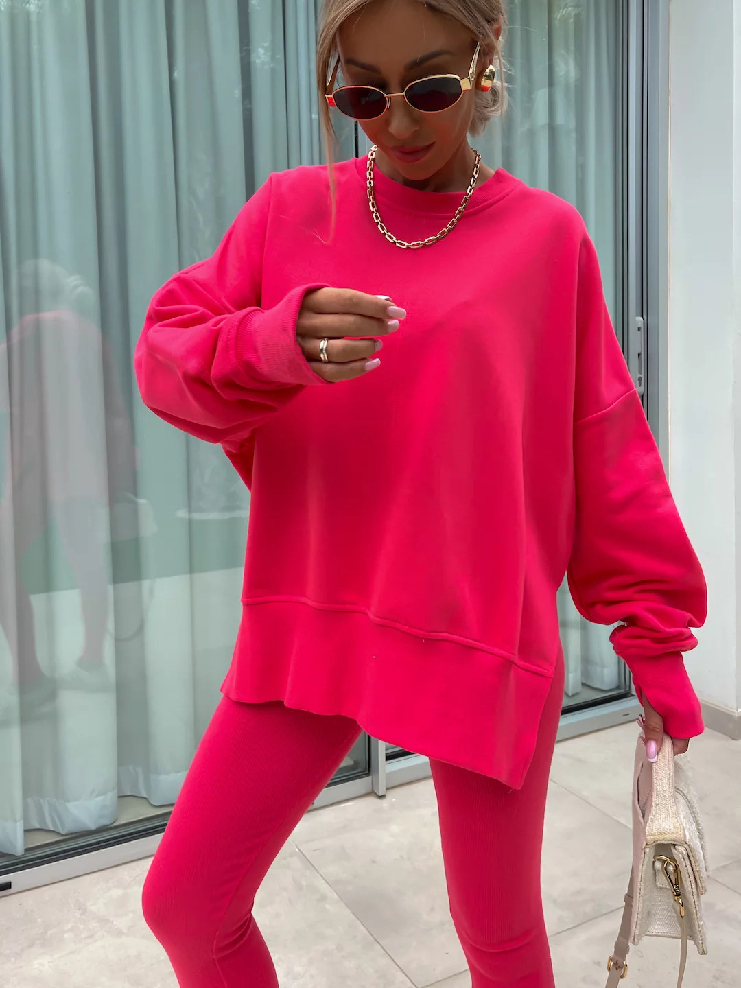Women's Casual Two-Piece Set Slim Pants and Loose Hoodie