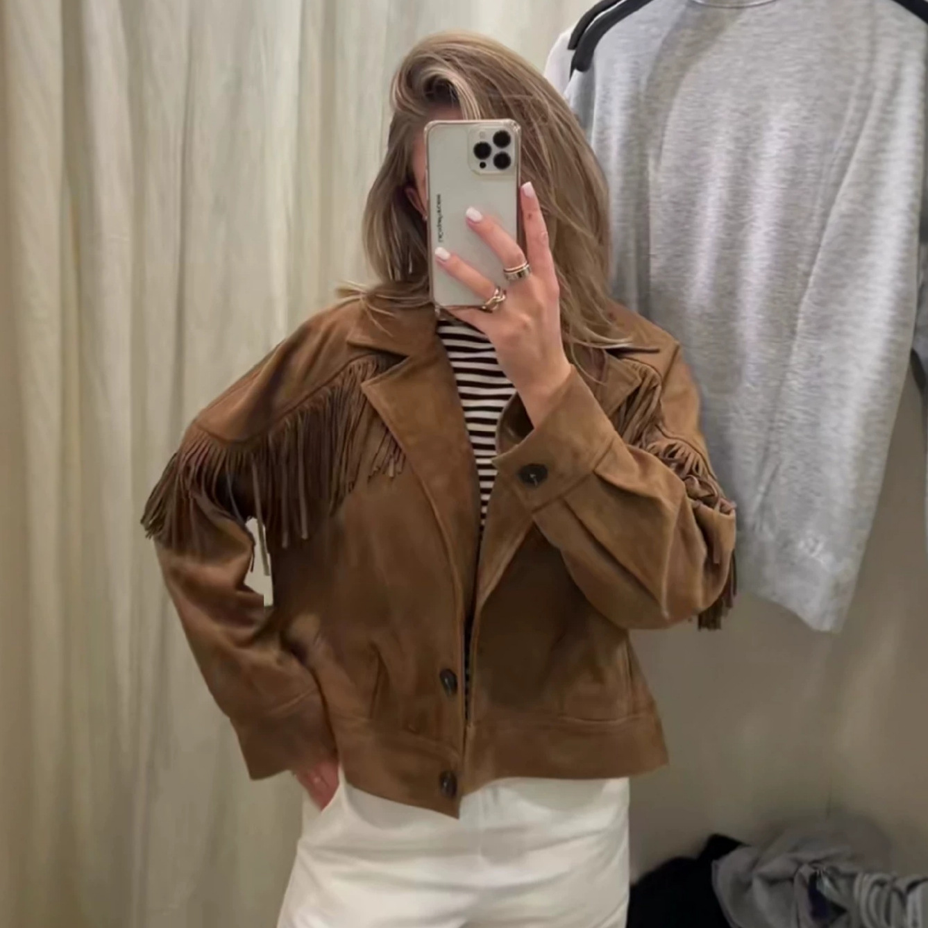 Sueded Fringe Jacket