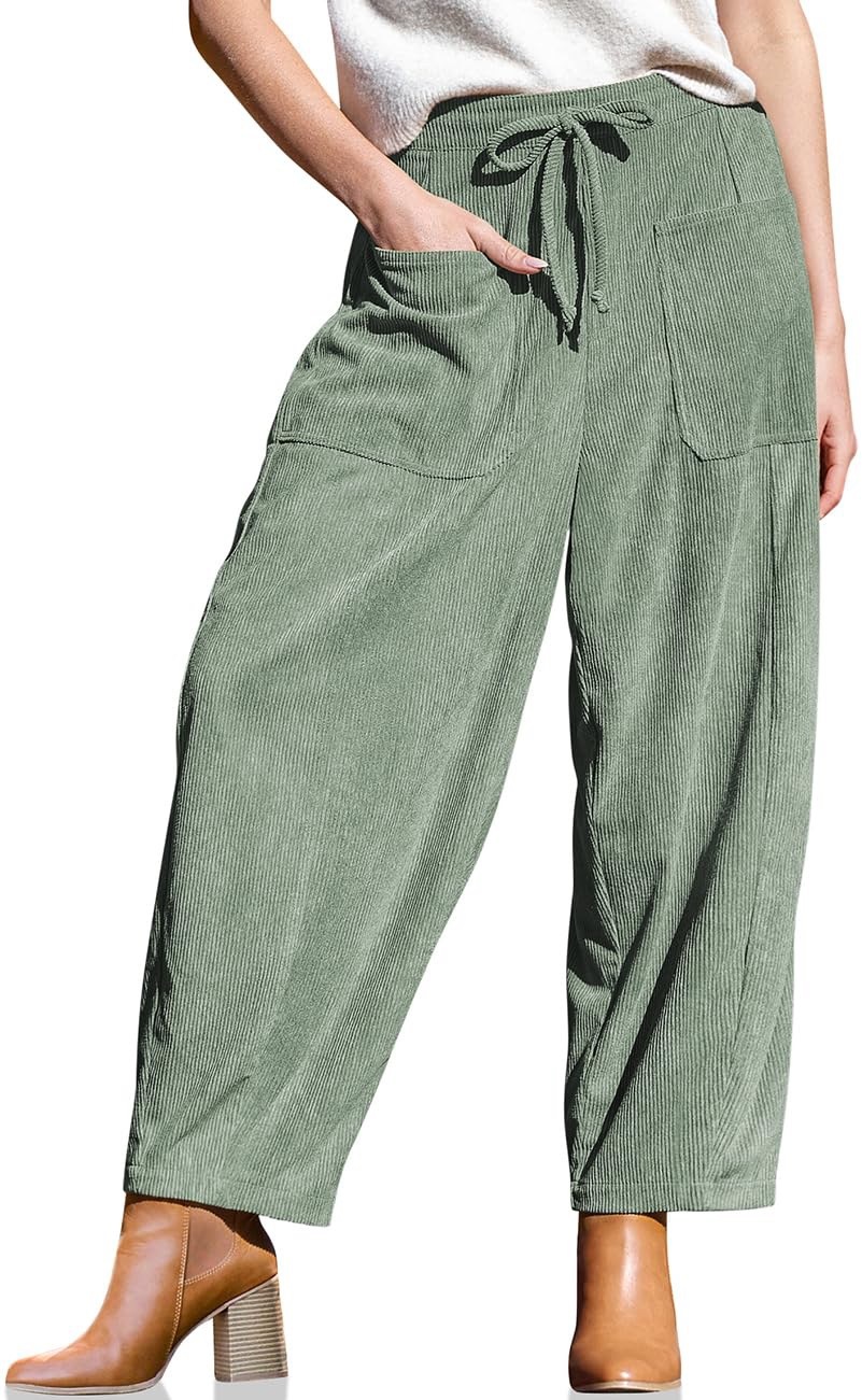 Women's Corduroy Harem Pants Loose Wide Leg Casual Slimming