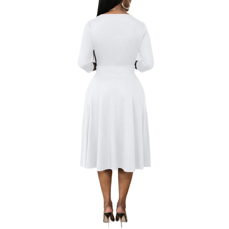 V-Neck Ruched Midi Dress