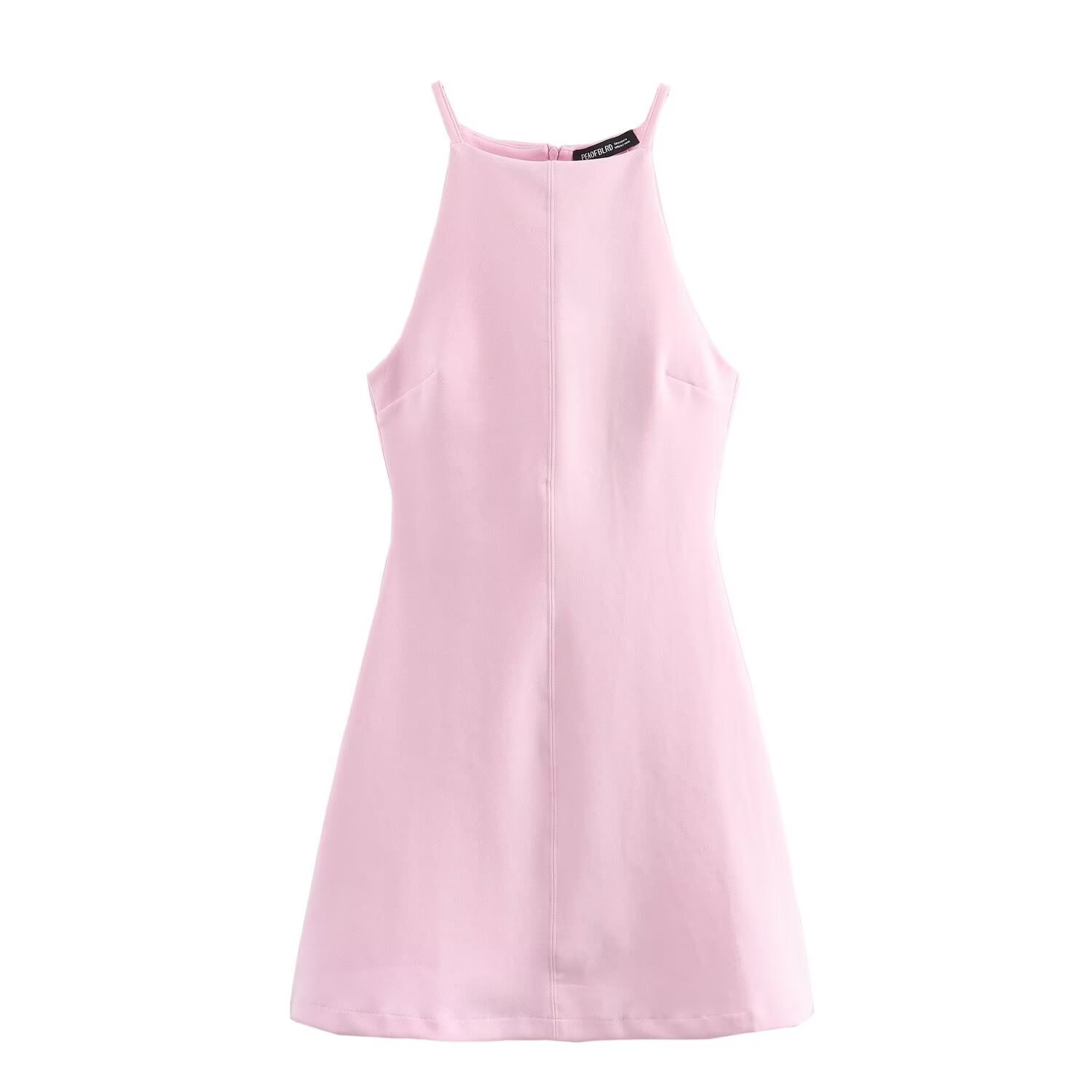 Women's Halter Neck A-Line Mini Dress Double-Face Knit High Waist