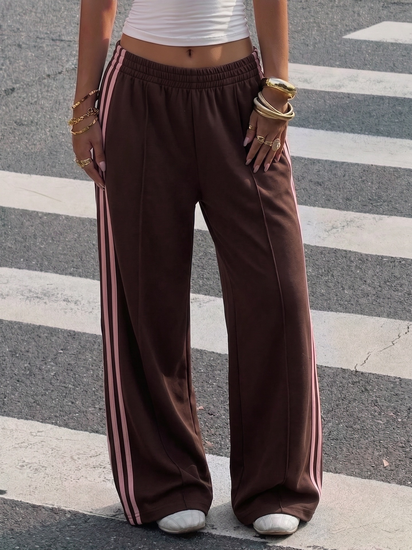 Y2K Retro High-Waist Elastic Waist Drapey Casual Pants
