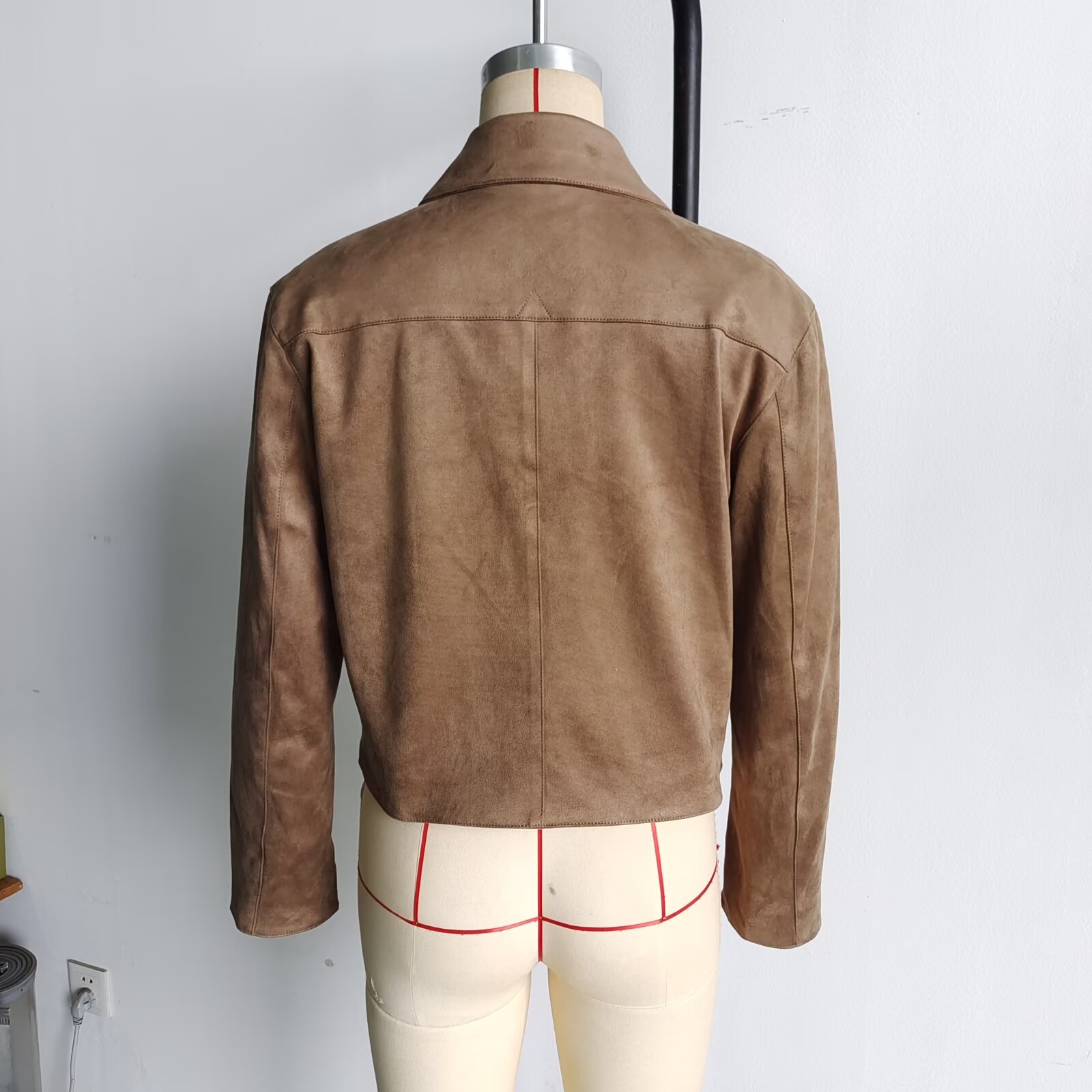 Women's Faux Suede Collared Long Sleeve Jacket