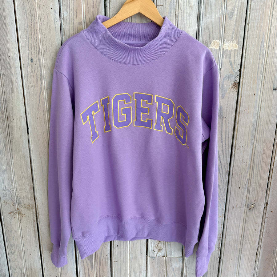 Half Turtleneck Long Sleeve Embroidered Letter Pullover Sweatshirt