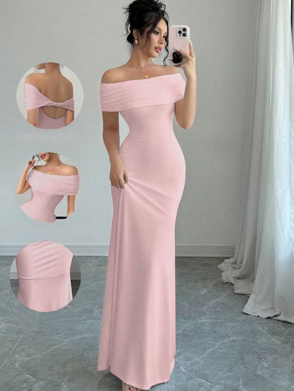 Sleeveless Off-Shoulder Bodycon Dress