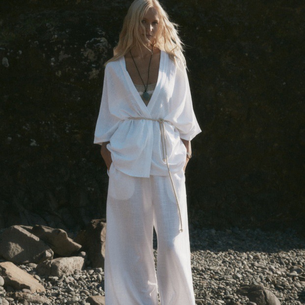Relaxed Cotton-Blend Two-Piece Set Long Sleeve Shirt and Pants