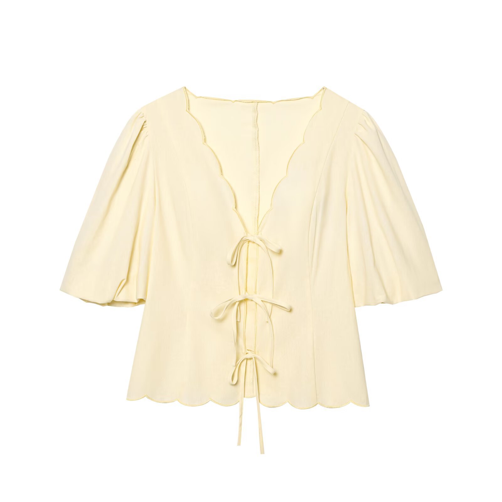 Women's Puff Sleeve Shirt and Pants Set Casual Two-Piece Outfit