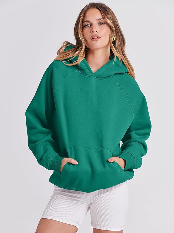 TUME Women's Hooded Pullover Sweatshirt Solid Color