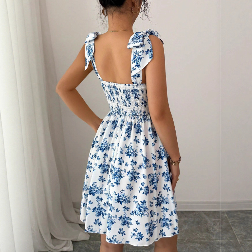 Women's Floral Tie-Back Open-Back Cami Dress