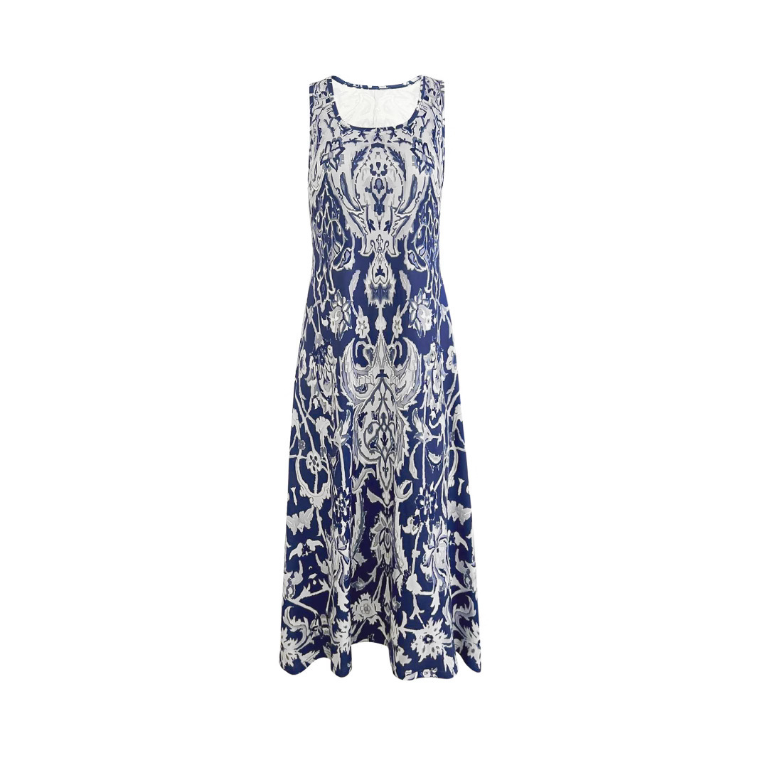 Bohemian Print Sleeveless A-Line Maxi Dress
