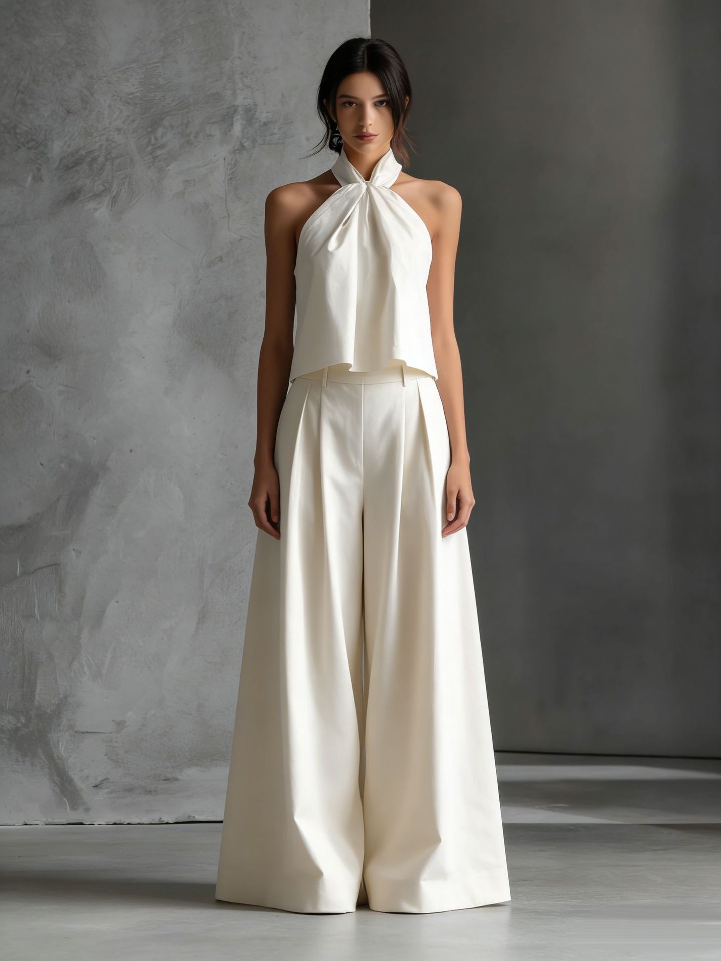 Women's Sleeveless Top and High-Waist Wide-Leg Pants Two-Piece Set