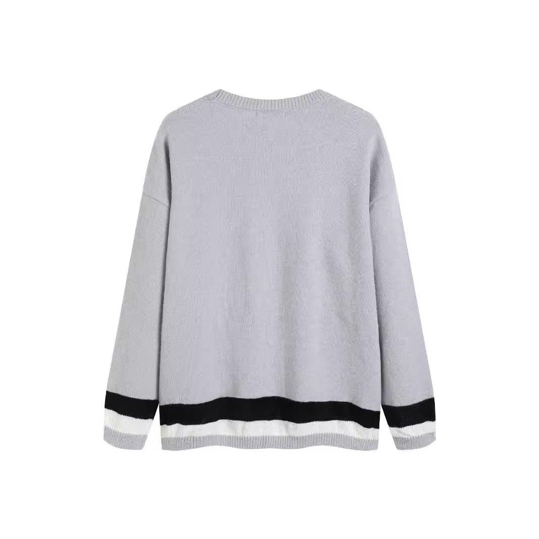 Unisex Crewneck Long-Sleeve Pullover Sweater Retro Loose Fit