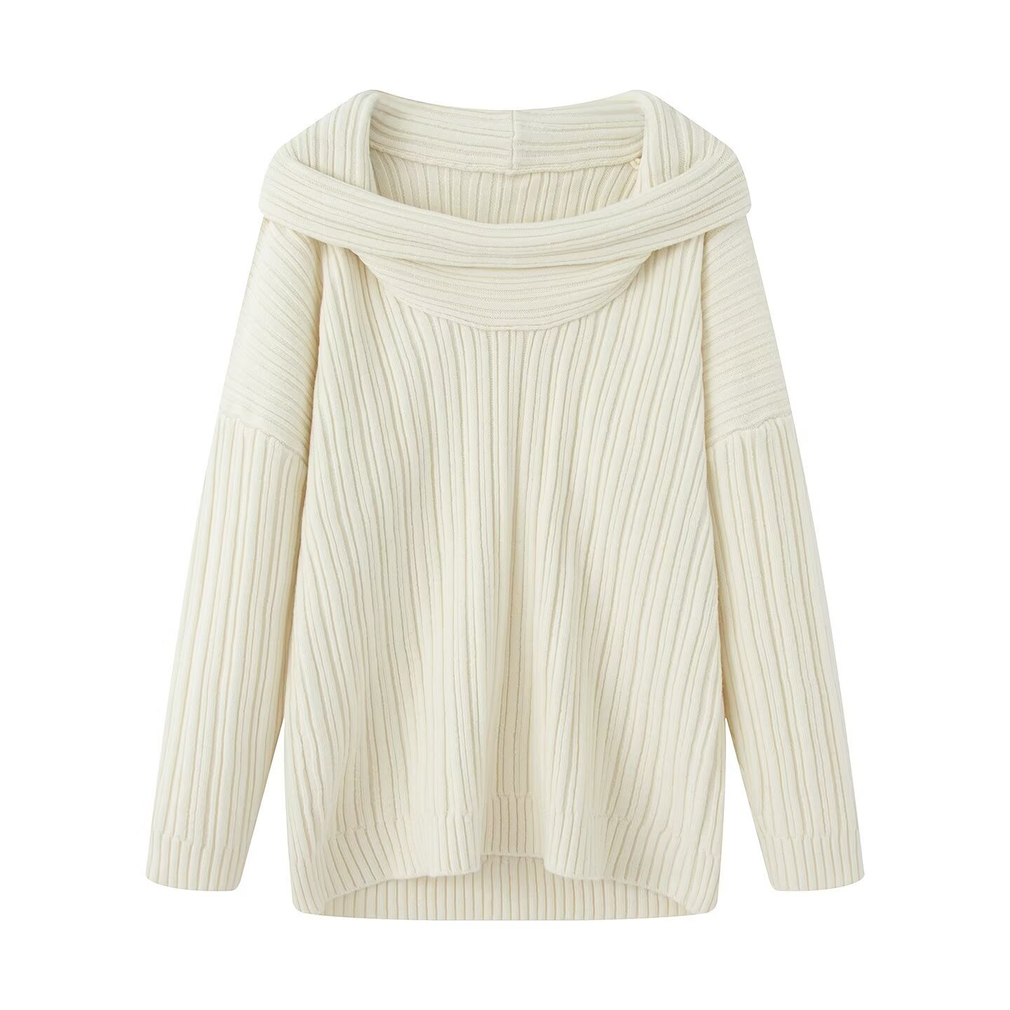 Off-Shoulder Solid Color Loose Fit Top