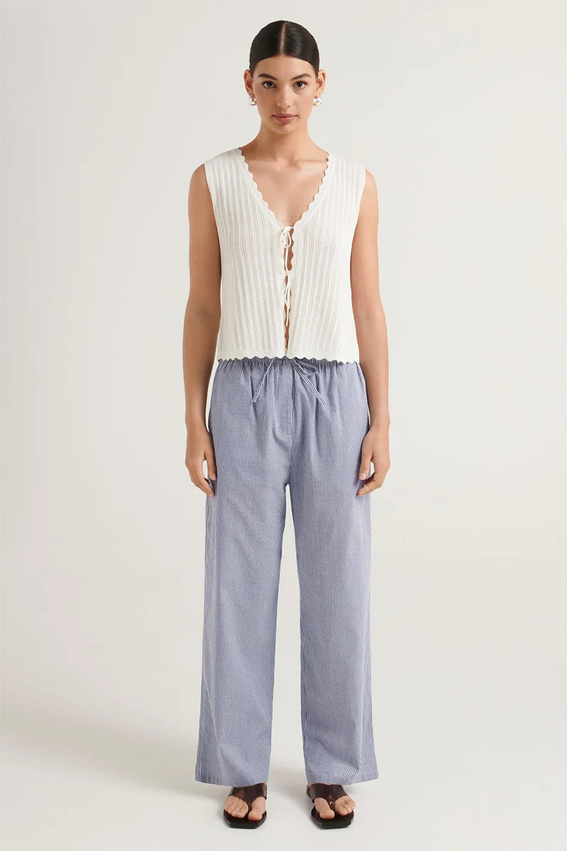 Women's Striped Wide-Leg Drawstring Pants Casual Loose Fit