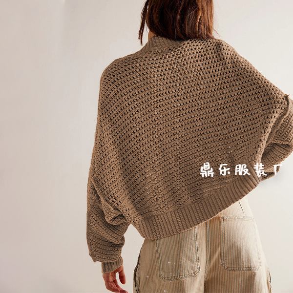 V-Neck Batwing Sleeve Knit Cardigan Sweater for Women