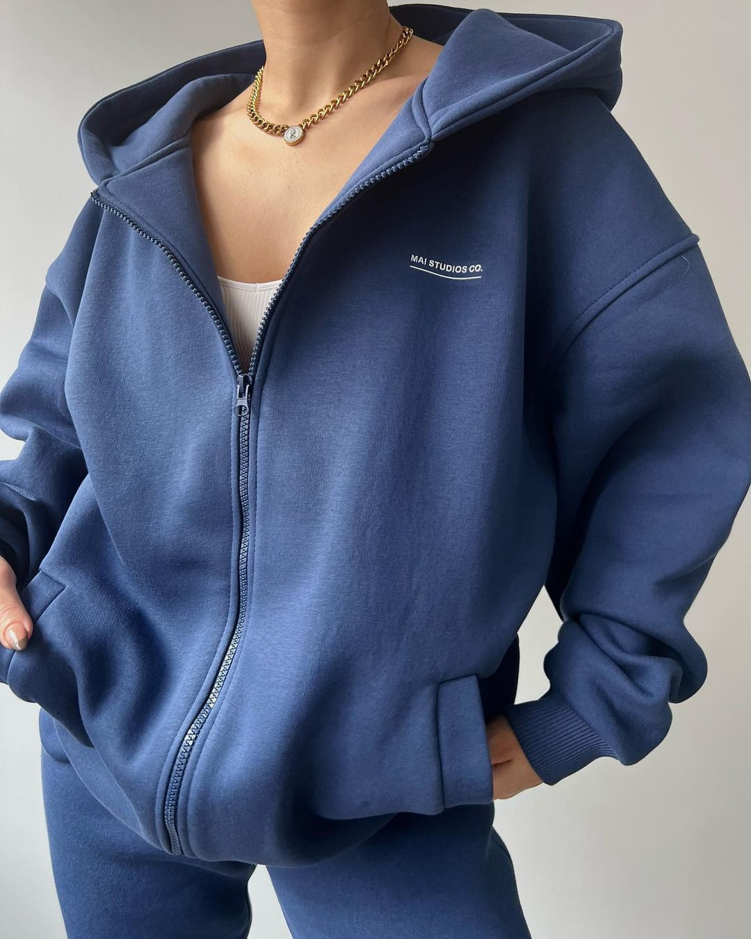 Women's Fleece-Lined Long Sleeve Hoodie and Pants Set with Letter Print
