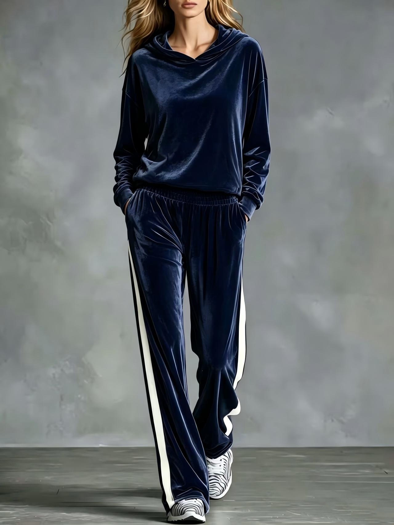 Women's Casual Loose Long Sleeve Top and Pants Two-Piece Set