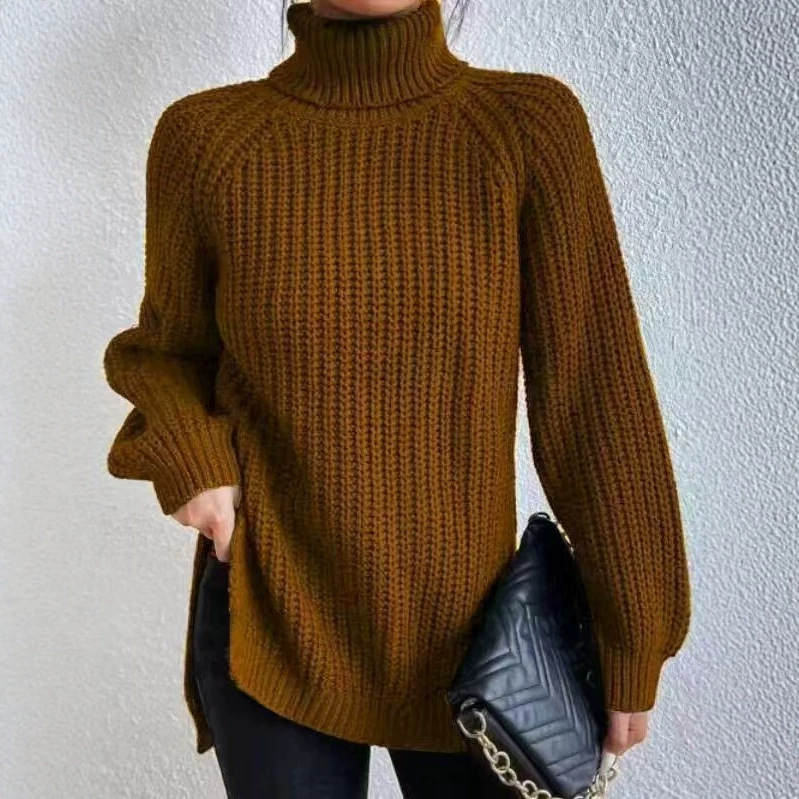Women's Turtleneck Midi Sweater Soft French Style Pullover