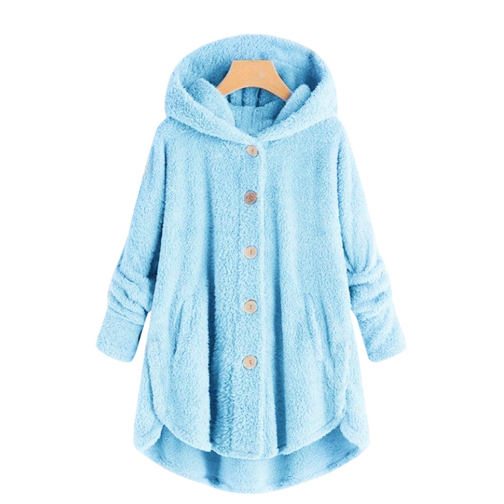Women's Asymmetrical Fleece Hooded Cardigan with Pockets