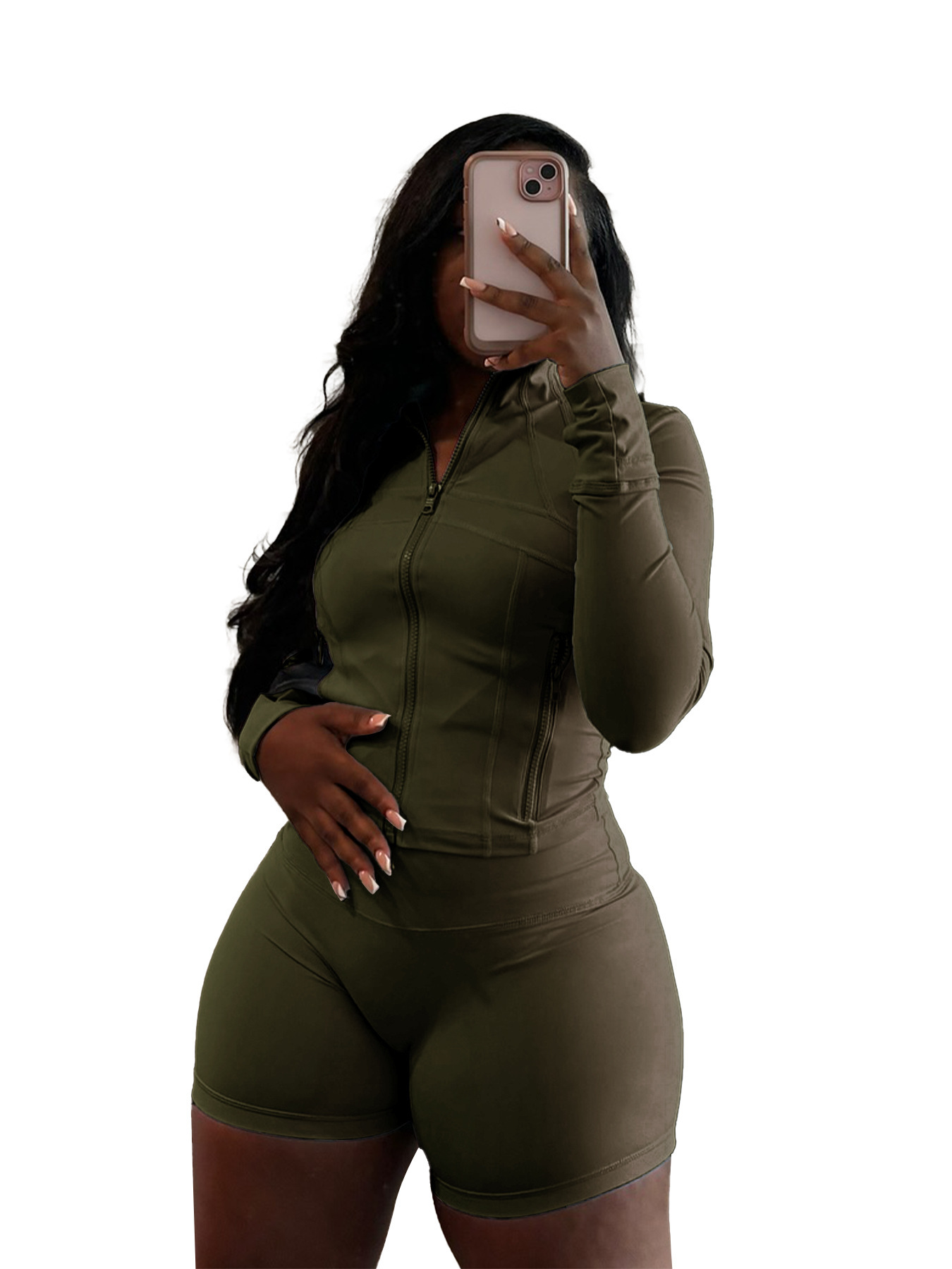 Women's Sexy Bodycon Long Sleeve & Shorts Two-Piece Set