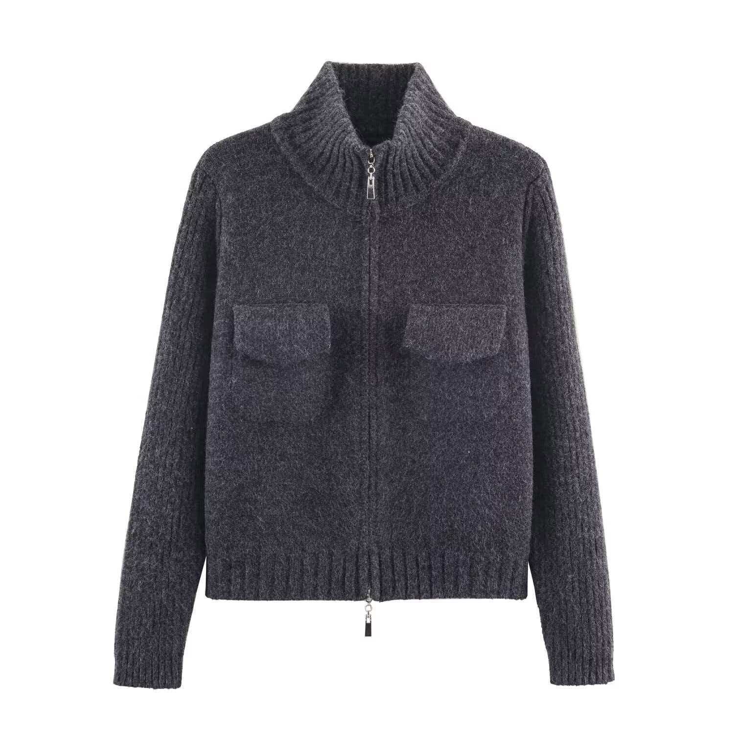 Women's Double-Zip Knit Cardigan Sweater