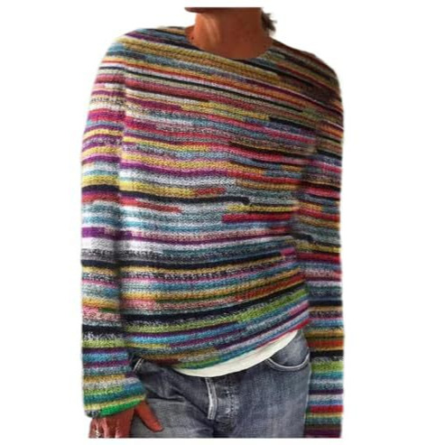 Women's Striped Paw Print Tribal Graphic Crewneck Sweatshirt