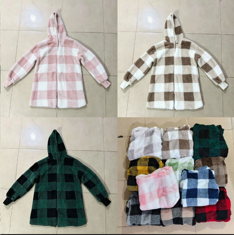 Women's Loose Plaid Fuzzy Cardigan Sweater