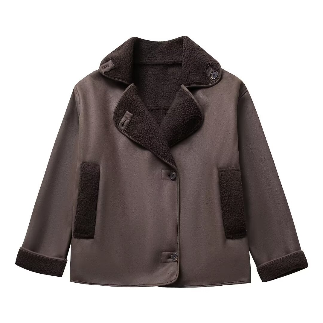 Women's Faux Fur & Leather Loose Warm Jacket