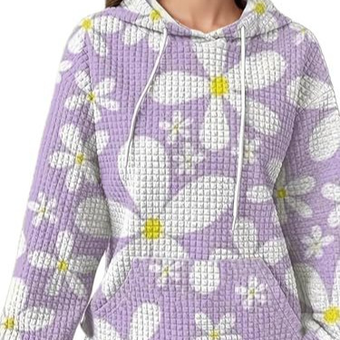 Women's Floral Print Casual Hoodie Long Sleeve Crew Neck