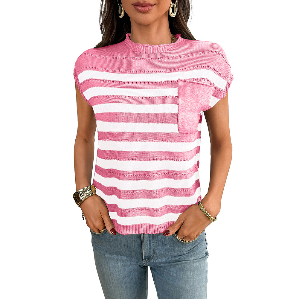 Women's Striped Crewneck Chunky Knit Sweater