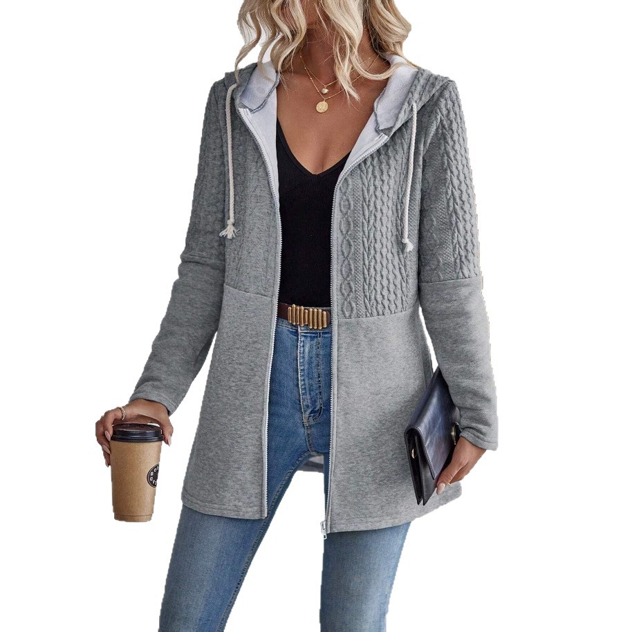 Women's Colorblock Drawstring Hooded Zip Jacket