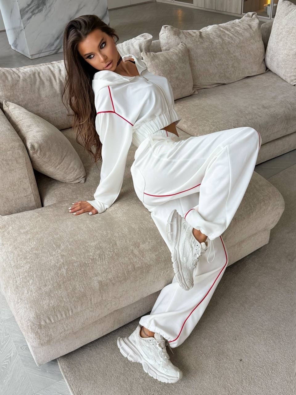 Women's Cropped Zip-Up Track Jacket and High-Waist Wide-Leg Jogger Set