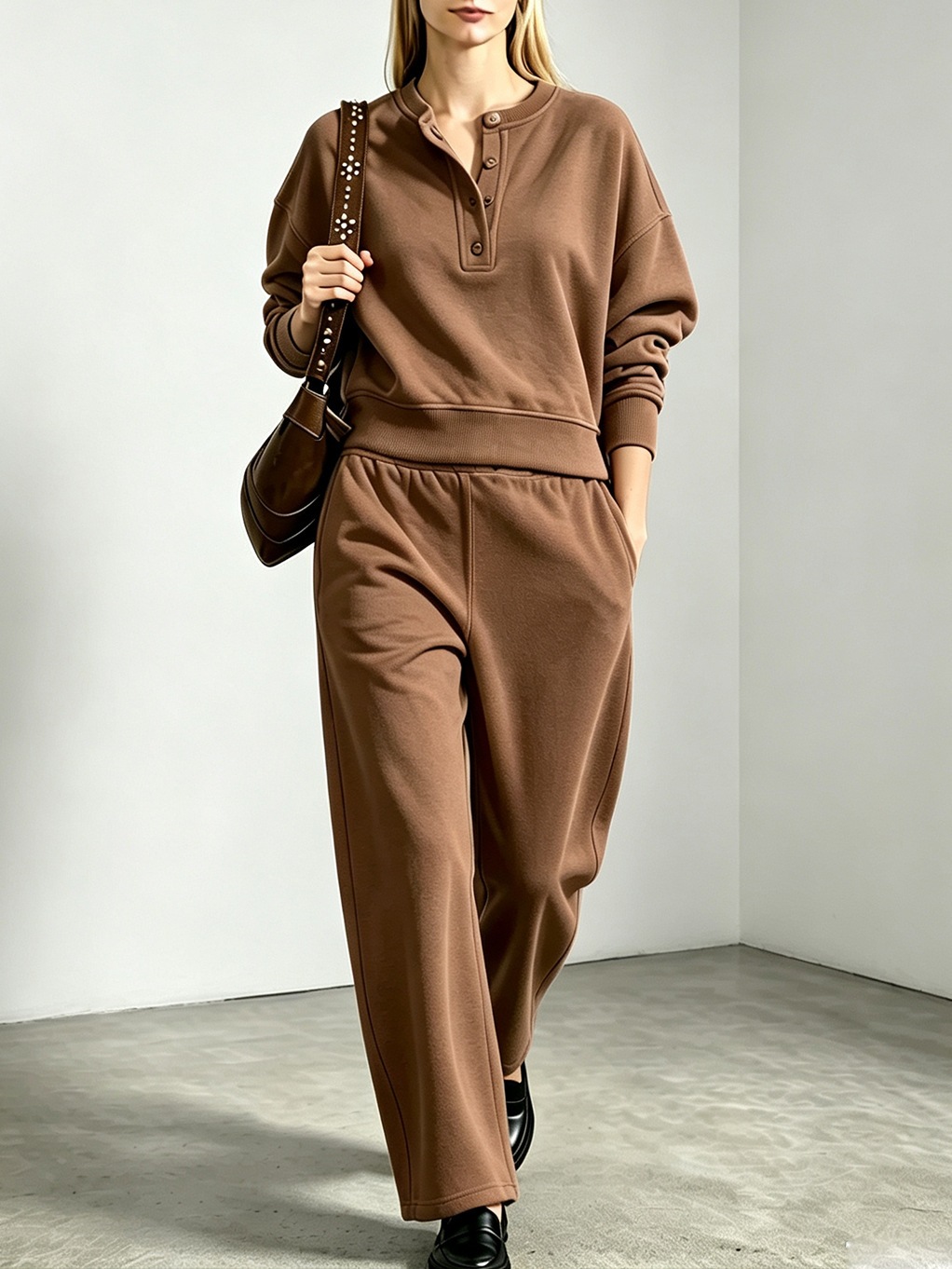 Women's Relaxed Long-Sleeve Sweatshirt & Pants Set