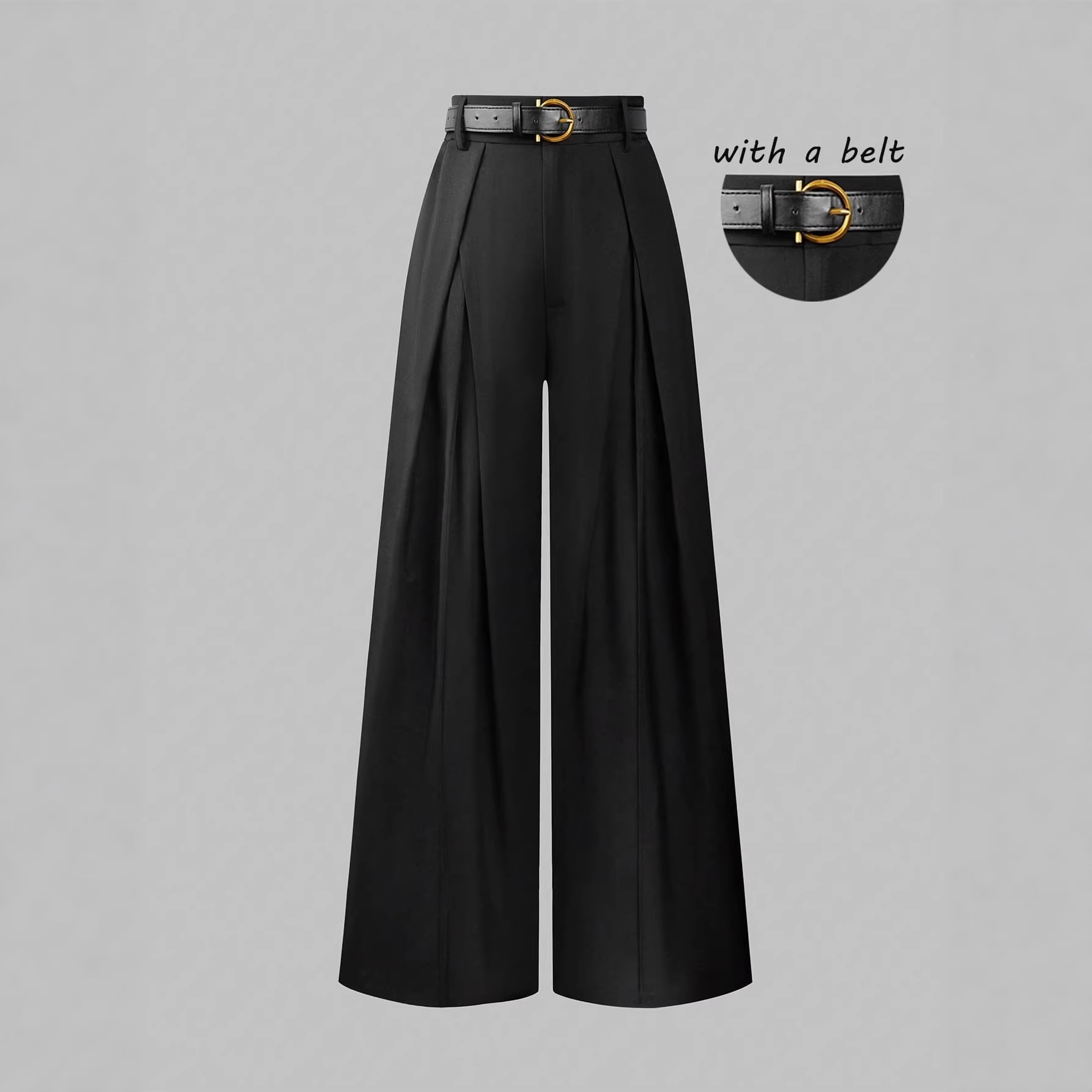 High-Waisted Wide-Leg Pleated Tailored Pants