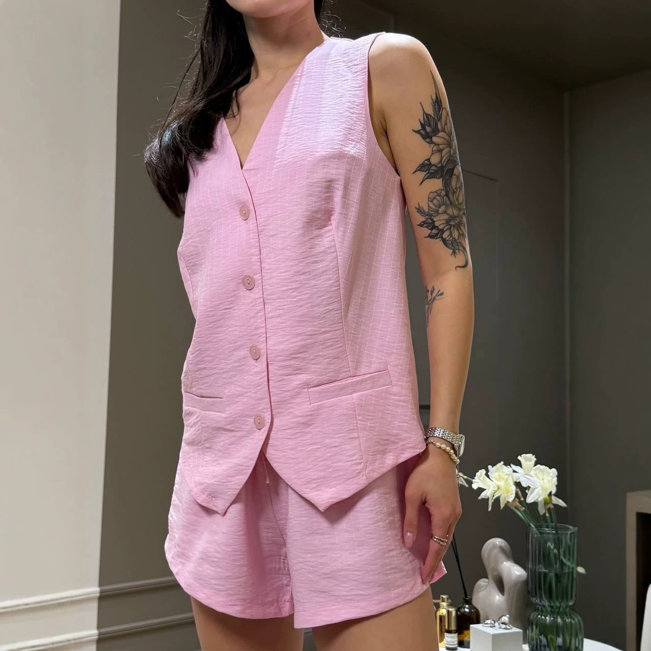 Women's Sleeveless Vest and Shorts Two-Piece Set