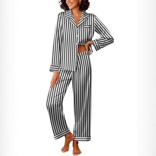 Women's Cuban Collar Zebra Print Long Sleeve Shirt Set
