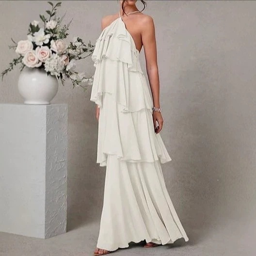 Women's Summer Tiered Cami Dress Sexy Open Back Solid Color Long Dress