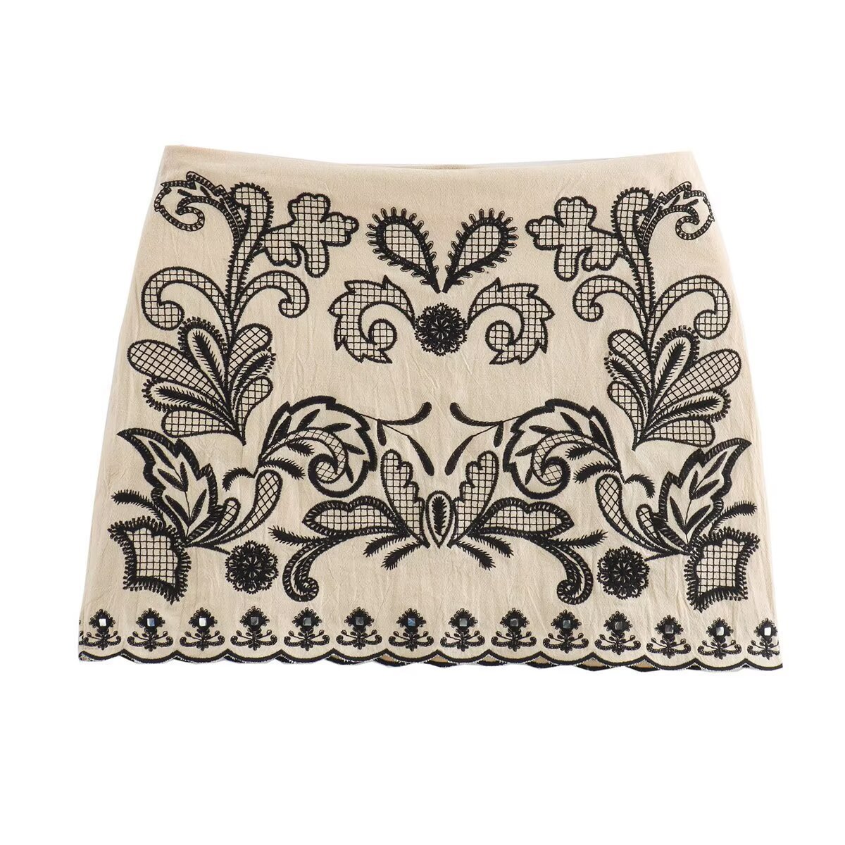 Embroidered Halter Neck Crop Top and Mini Skirt Set
