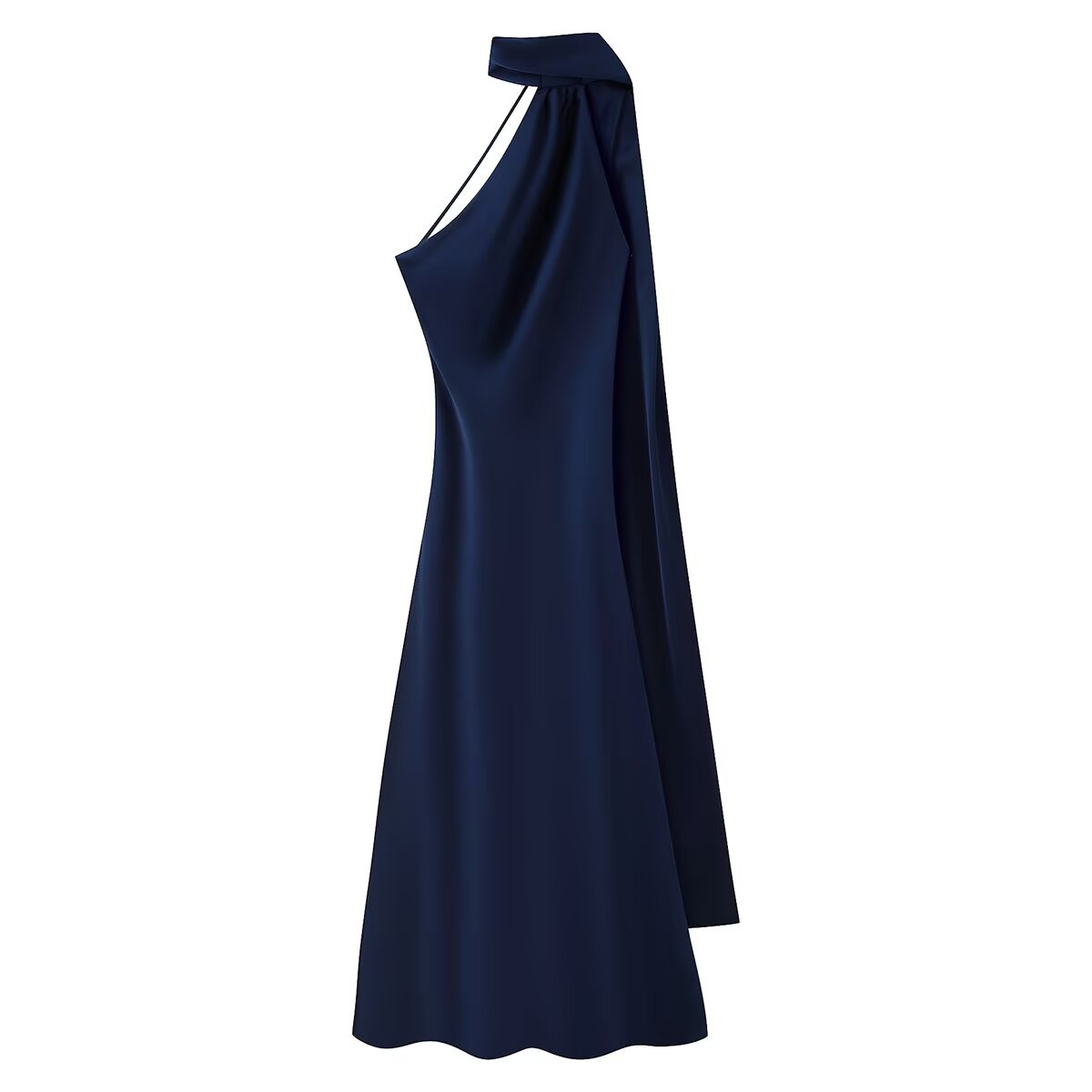 Women's Elegant Open-Back Halter Maxi Dress with Tie Detail