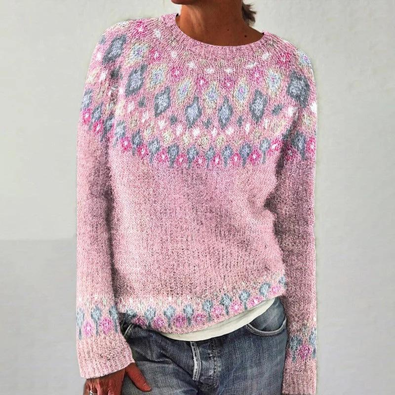 3D Print Women's Crewneck Soft Knit Sweater Casual Cardigan Diamond Pattern