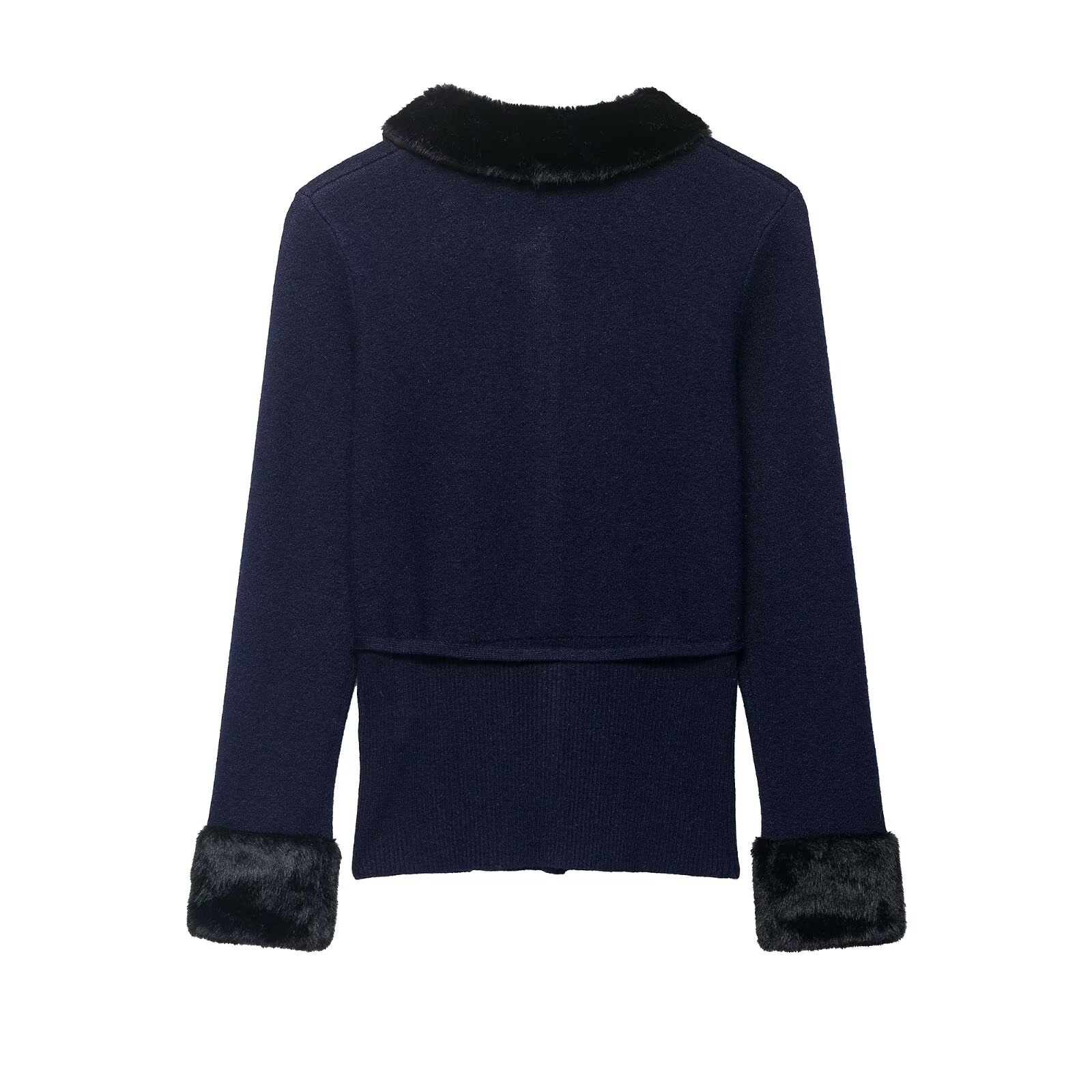 Women's Faux Fur Panel Knit Cardigan