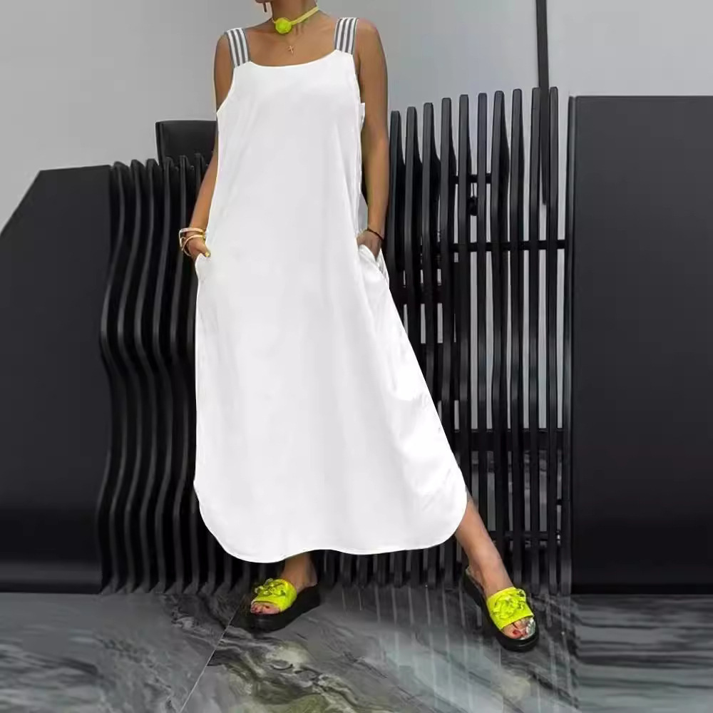 Women's Sleeveless Suspender Dress Summer Loose Casual Long Dress