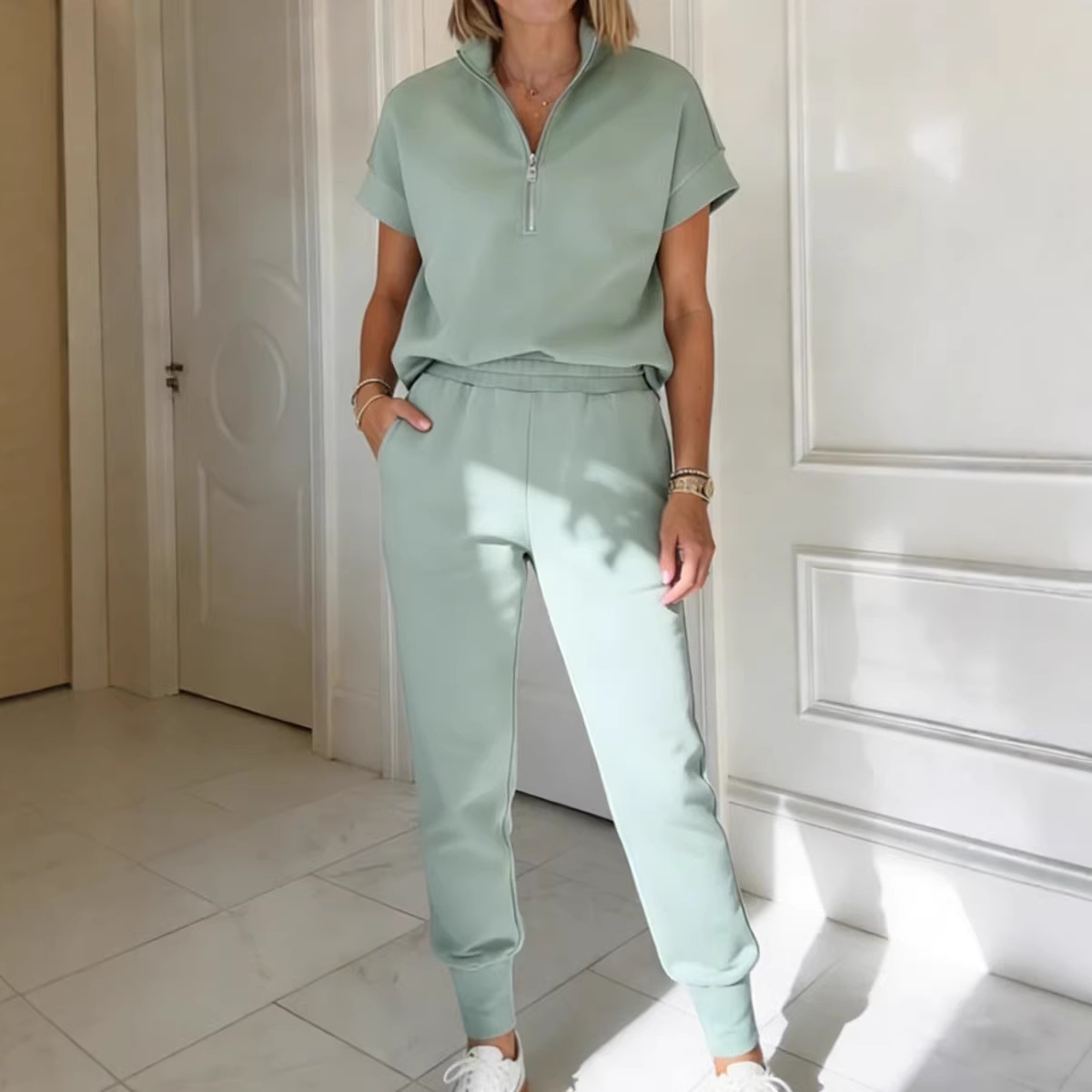 Spring Summer Casual T-Shirt and Pants Two-Piece Set