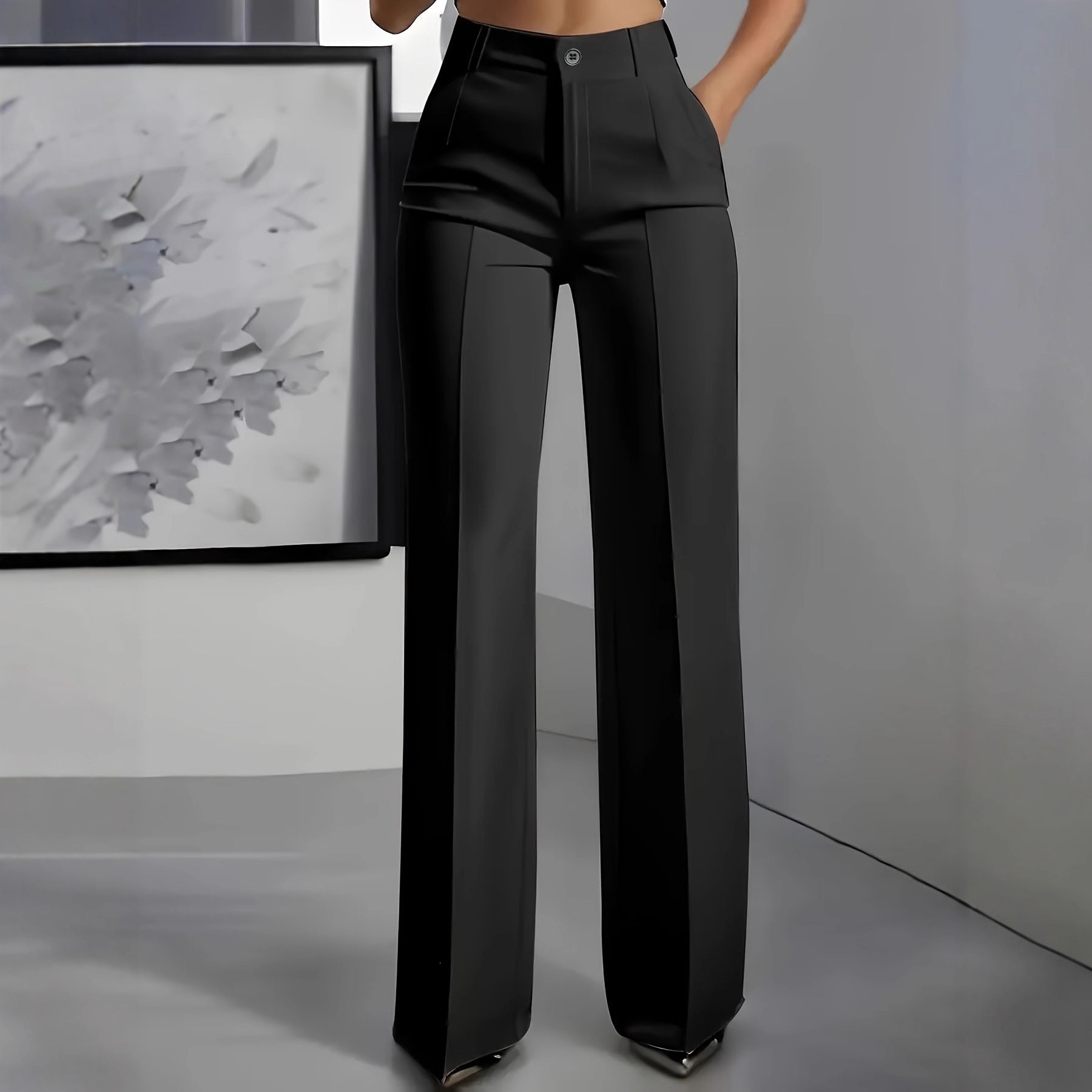 High-Waist Straight-Leg Wide-Leg Suit Pants for Women