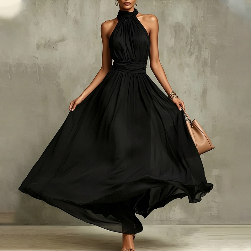 Elegant Floral Print Halter Sleeveless Bodycon Midi Dress