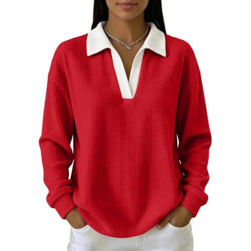 Women's Solid Waffle Knit Hoodie with Collar and Print