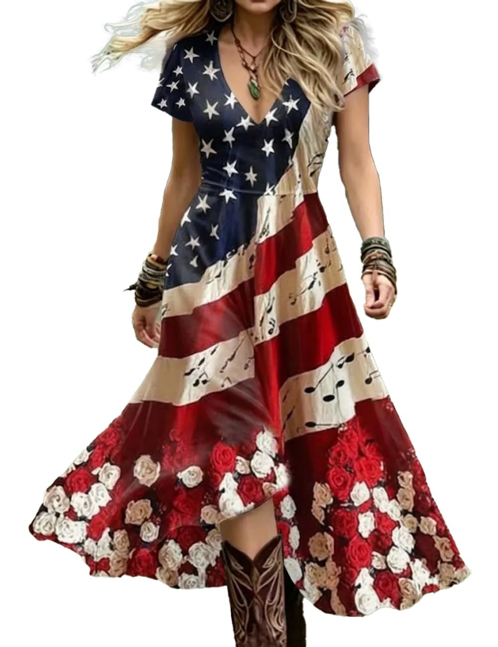 Women's Floral Print Ruched Bodycon Midi Dress Sleeveless Deep V-Neck